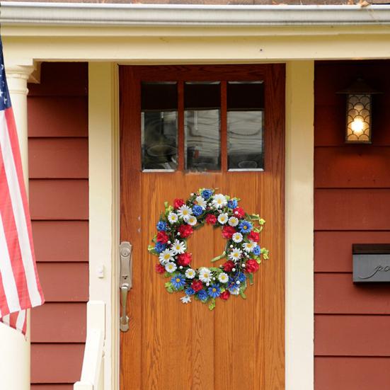 Künstlicher Kranz Memorial Day Unabhängigkeitstag Veteranentag Haustür Rot Blau