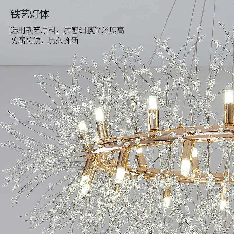 Modern LED Chandelier Lighting Dandelion Chandeliers Dinning Living Room Bar Personality Creative Art Crystal Lamps Round