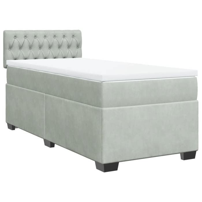 VidaXL Slatted Bed Base and Mattress Light Grey 90x190 Cm Velvet, Bed, Platform Bed, Panel Bed, Furniture of 3286192