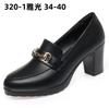 Women High Heels Platform Pumps Spring Autumn New Fashion Metal Buckle Black Office Shoes Woman Soft Leather Shoes Femme