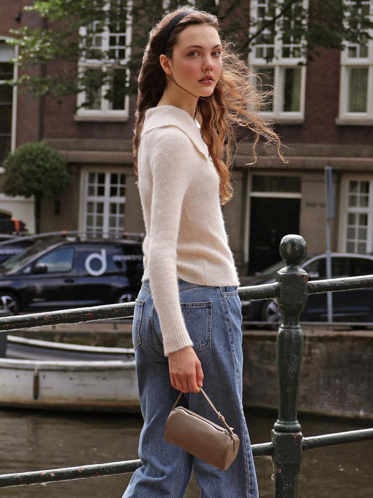 LANGNLU Leve Unbalanced Collar Knit(Liv)_Cream
