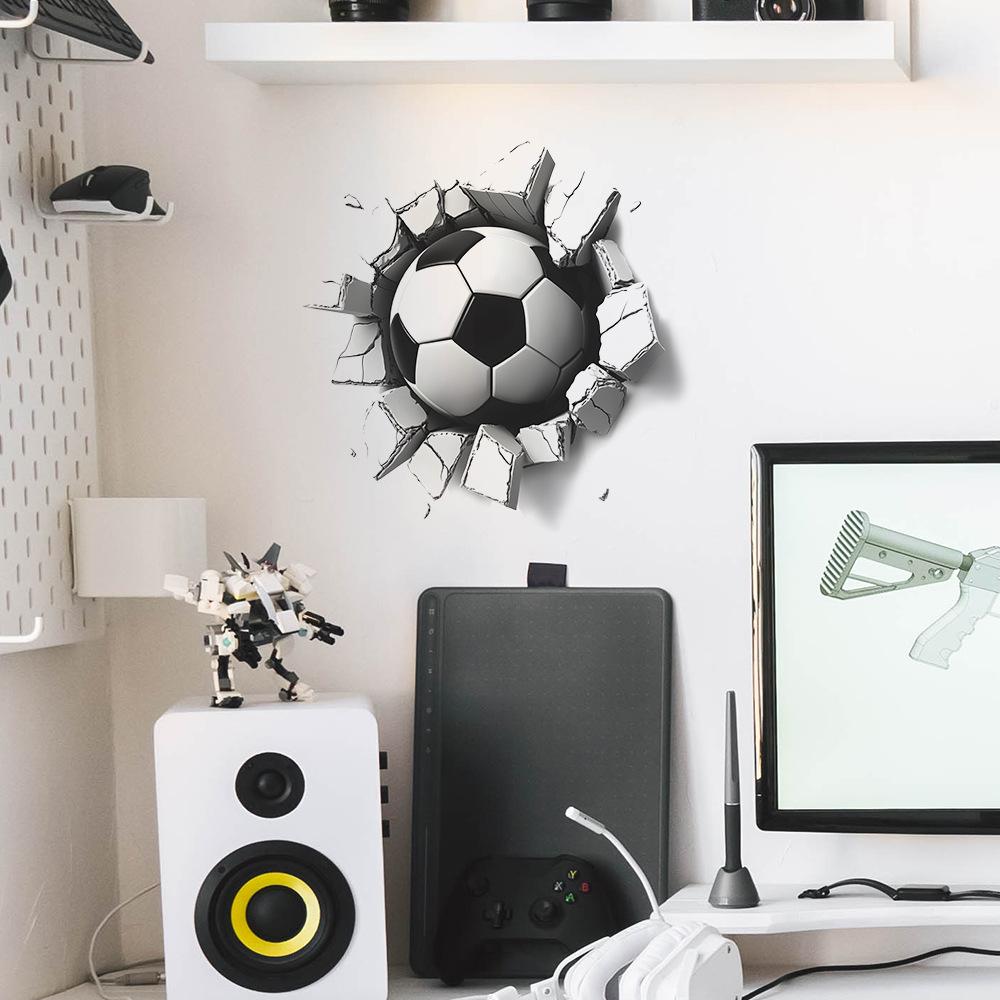 Kreative Wanddurchbruch Fußball Schlafzimmer Wohnzimmer Hintergrund Verschönerung Dekoration Wandaufkleber