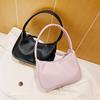Fashionable Women Underarm Bag Trendy Solid Color Textured Pu Leather Simple Female Bags Popular Large Capacity Bag