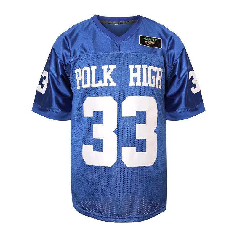 POLK HIGH BUNDY Football Jersey Mens Outdoor American Clothing Soccer Tops Married With Children TV Sewing Jerseys Blue