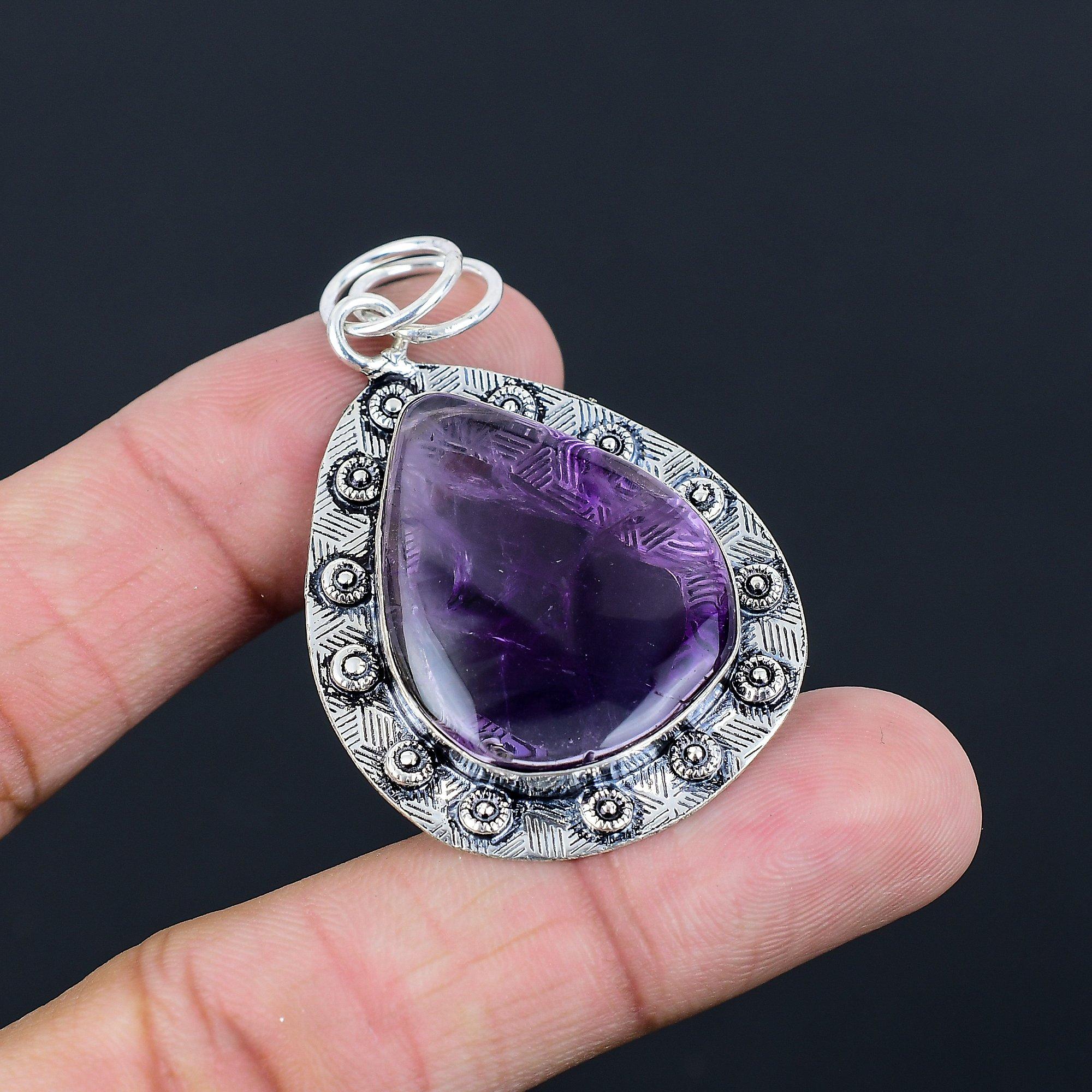 Sterling Silver Star Amethyst Gemstone February Birth Wedding Pendant Jewelry