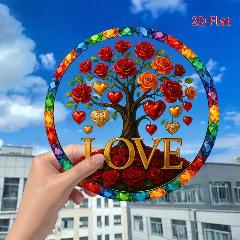 2D Flat Bohemian Rose Tree Acrylic Decoration Sign, Rose Theme Design, Suitable for Wall Decoration, Porch, Room, Villa, Accents Home, Hallway, or Wor