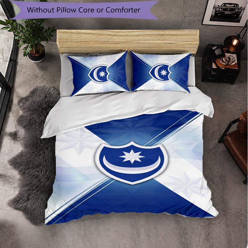 Biancheria da Letto a Tema Portsmouth FC Set 3 Pezzi Copripiumino Biancheria da Letto Decorativa Per Stanza Adolescenti Decorazione Casa