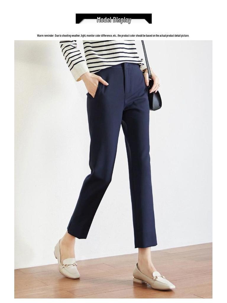 Slim-Fit Side-Split Cropped Suit Pants with Elastic Waistband for Women - 2026 Spring/Autumn