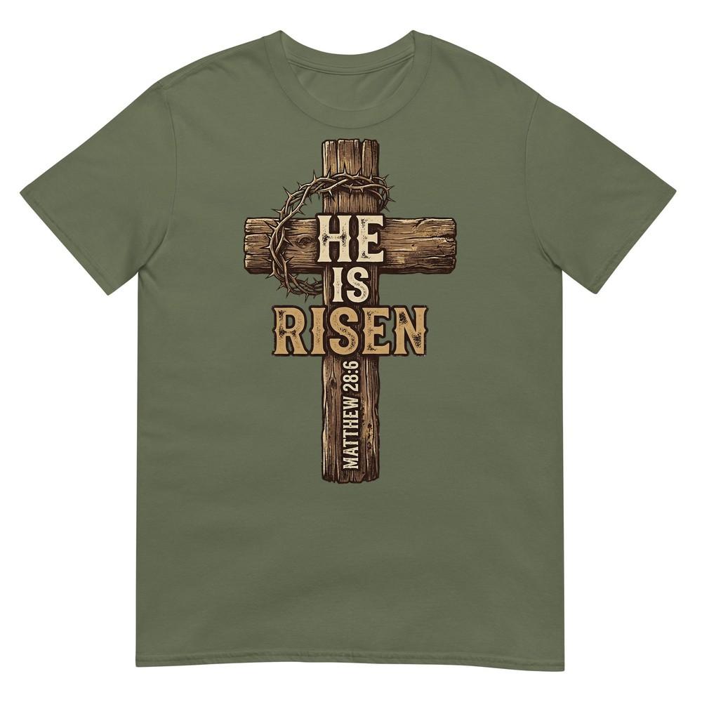 Easter He Is Risen Cross Religious Design For Christians Tshirt