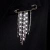 Minimalist Cross Jewelry Paperclip Chain Brooch—Unisex Punk Hip Hop Heart Pin with Tassel for Suits