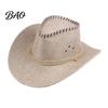 Stiff Brim Gardening Hat Western Cowboy with Windbreak Rope for Men, Wide Linen Sun Foldable Travel Outdoor Travel, Halloween Cosplay Costume,