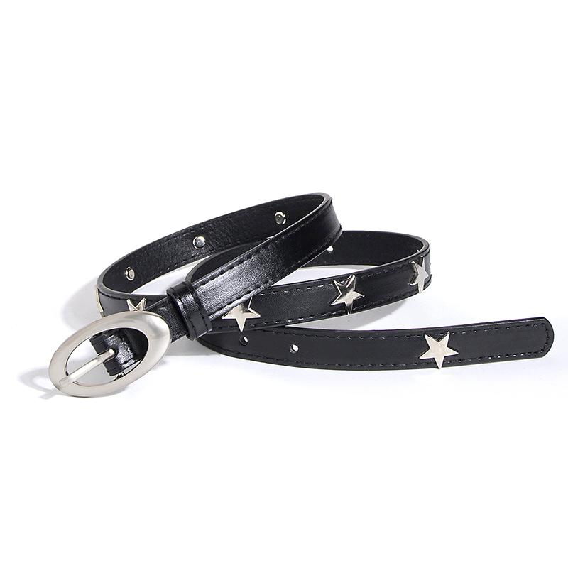 Punk Star Belt Metal Vintage Gothic Men Women Y2K Belt Pu Leather Waistband Jeans Pants Decorative Belt