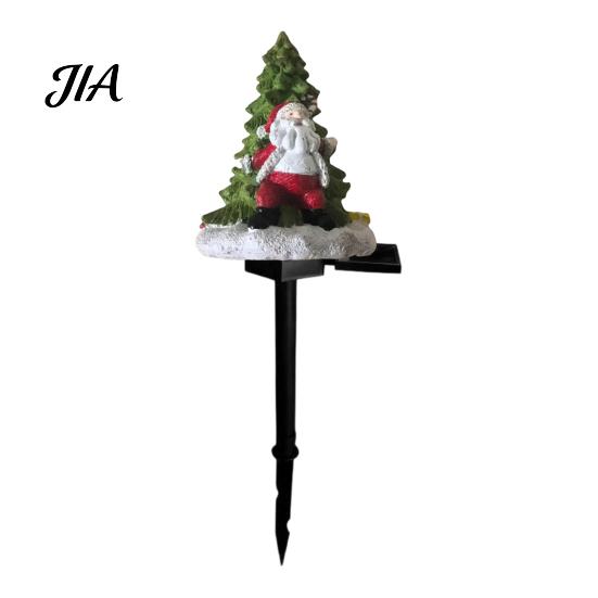 Outdoor Solar Christmas Decorations Garden Light, Santa Tree Resin Yard Stake Decor with Lawn Pathway Stakes Warm Glow, Waterproof Lamp for