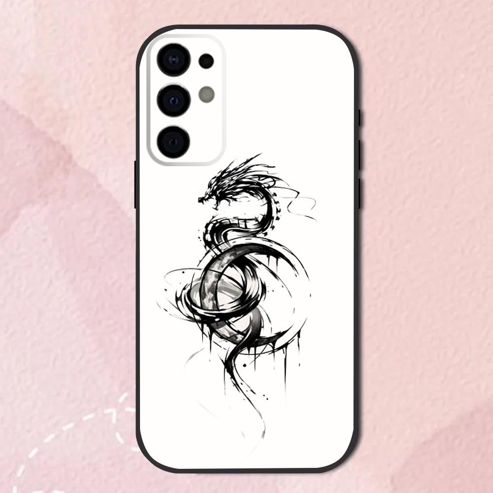 Dragon Pattern Ink Brush Painting Phone Case For Samsung S24,S21,S22,S23,S30,Ultra,S20,Plus,Fe,Lite,Note,10,9,5G Black Cover
