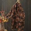 Women's Plus Size Retro Ethnic Stand Collar Frog Button Cotton Coat