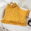 Women's Autumn and Winter Large Size Sleeve Knitted Wool Collar Thickened Thick Crest Shawl Loose Sweater Cape Top Women 6 Colors
