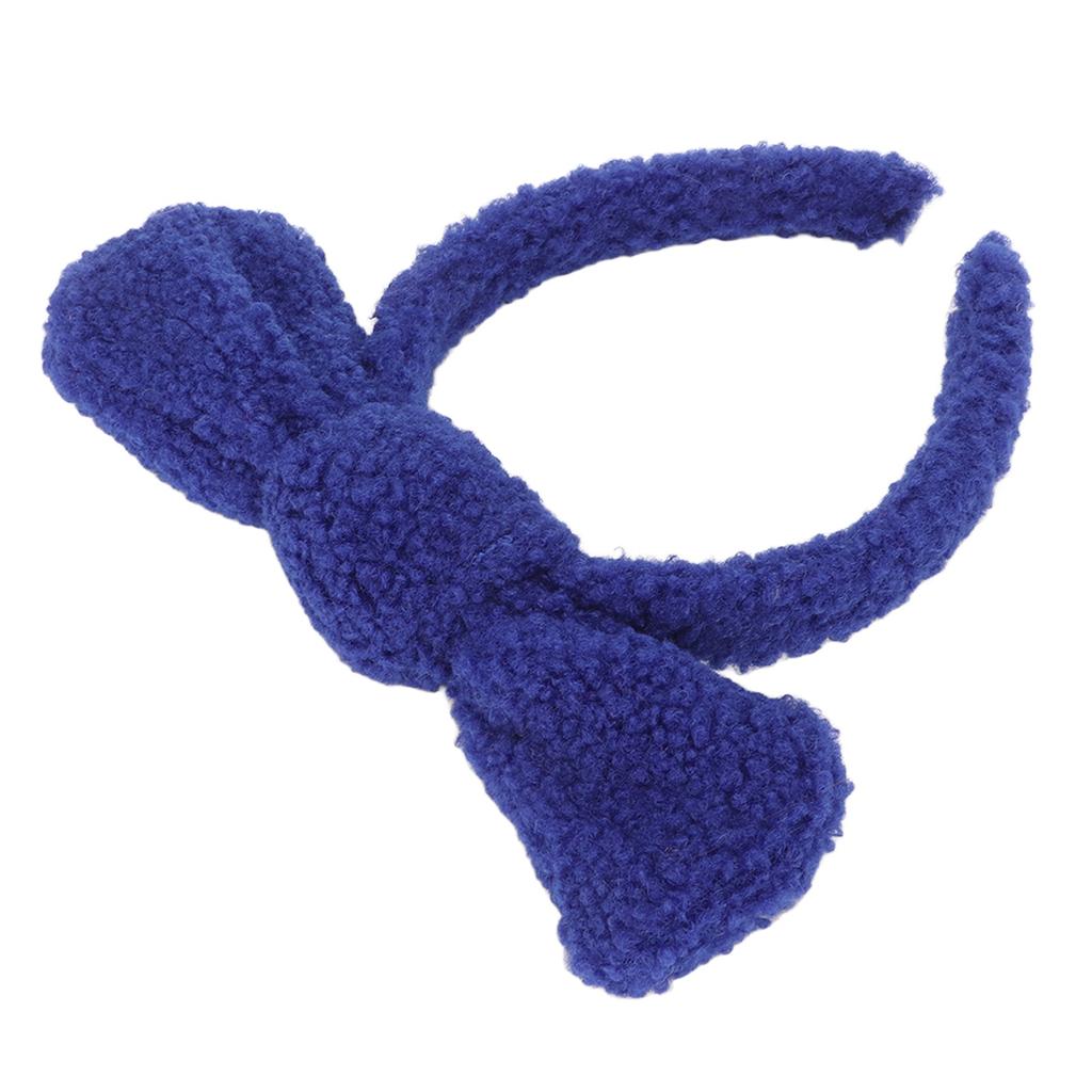 Bow Headband Headdress Blue Large Cute Bow Shape Face Wash Hair Band for Makeup Spa Yoga