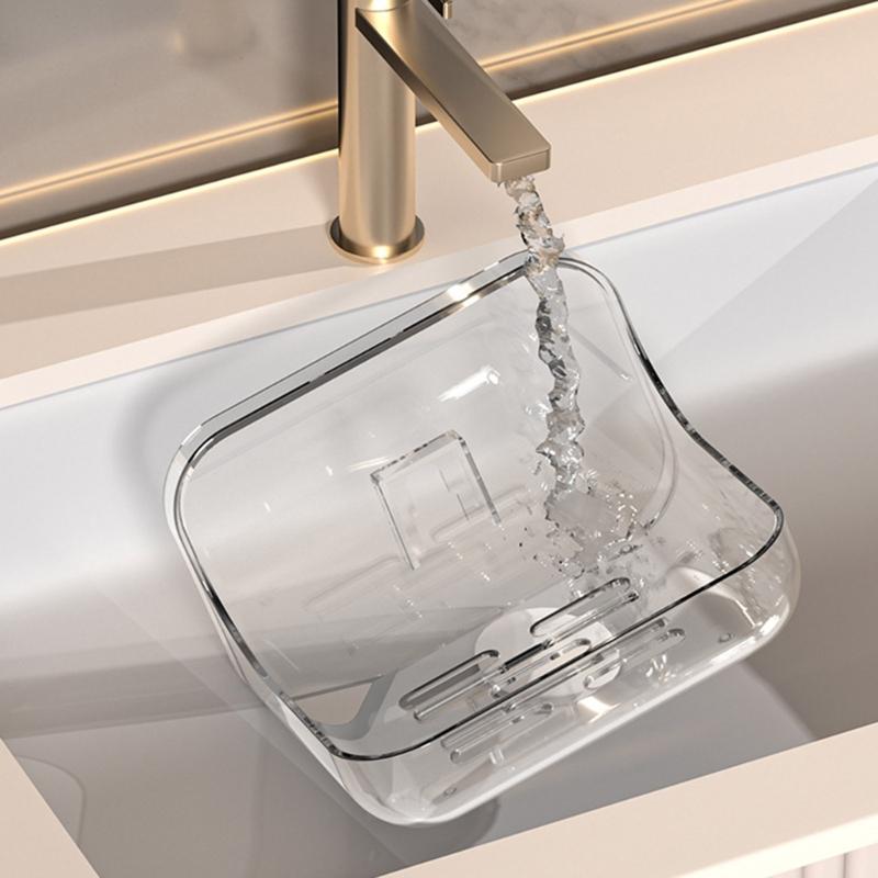 2Pcs Clearly plastic Soap Dish Modern Waterproof Soap Holder Easy Installation Bathroom Essential Shelf Kitchen Friendly