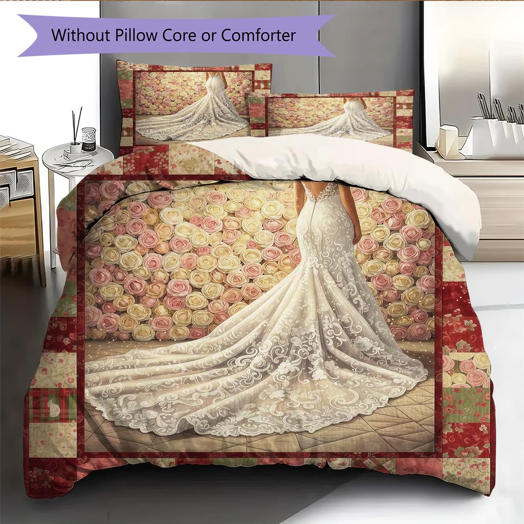 Cartoon Pattern Bedding Quilt Set Quilt Cover Pillowcase Home Decoration Birthday Gift (1 * Duvet Cover + 2 * Pillowcase, Without Core)