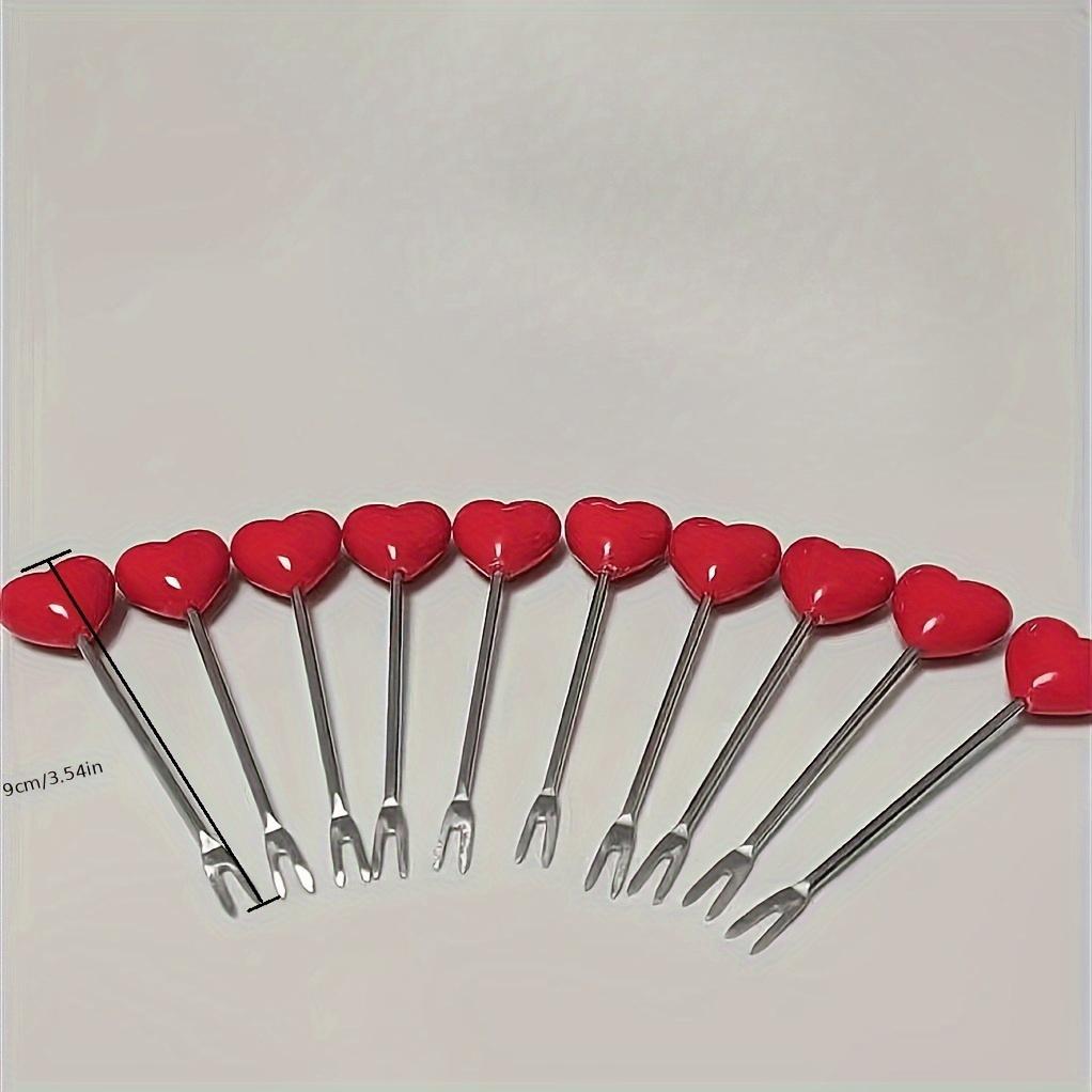 [Romantische herzförmige Gabeln] Romantische herzförmige Obstgabeln aus 304 Edelstahl | Langlebiges Partybesteck für Valentinstag, Weihnachten, Hochzeiten
