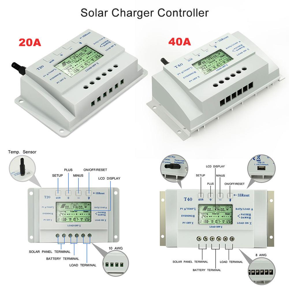 Buy MPPT Charge Controller 20A 40A 12V/24V Solar Panel Battery ...