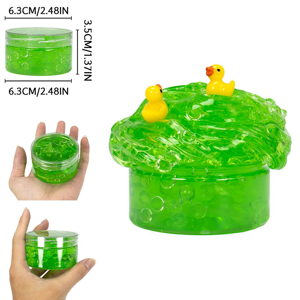 Kids Childrens 120ml Clear Beads Slime Kit with Duck Charms - Perfect Anti Stress Stretchy Non-Sticky Crystal Slime Gift Present for Teens