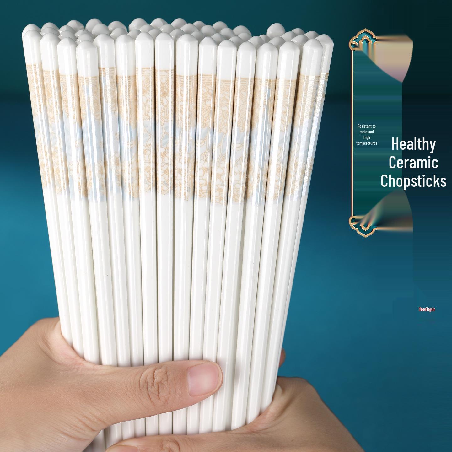 Высококачественные антибактериальные керамические палочки для еды: Легко моющиеся, термостойкие, устойчивые к плесени, противоскользящие бытовые принадлежности