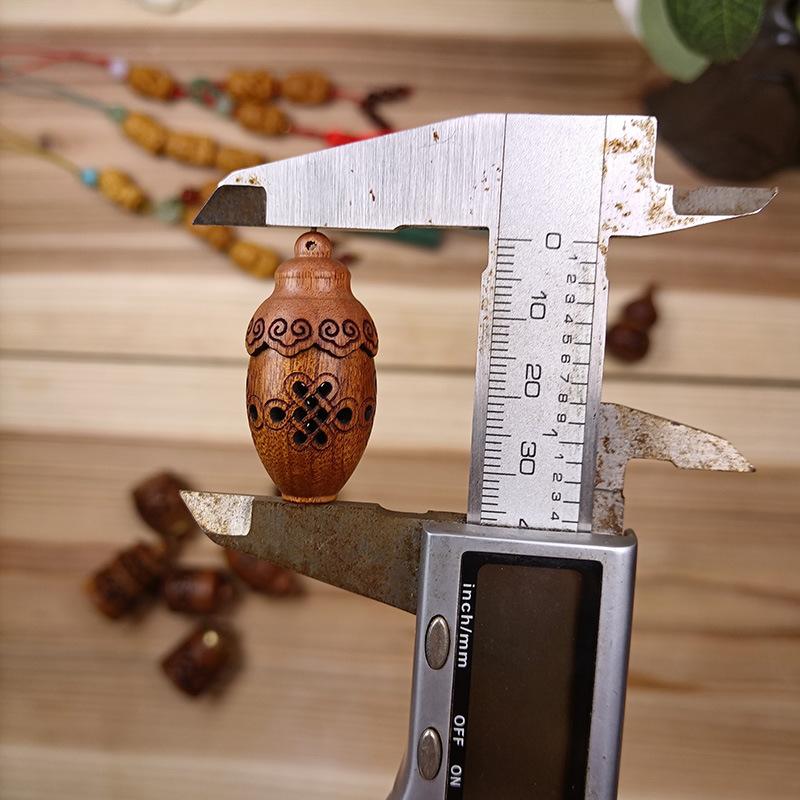 Wood Hollow Carved Aromatherapy Bottle Mini Vase Pagoda Car Hanging Decoration Fragrance Diffuser Bottle Sealed Jar Pendant
