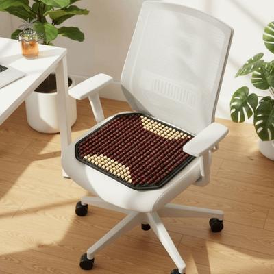 Breathable Summer Wooden Beads Seat Cushion Ventilated Wear-resistant Car Seat Pad Non-slip Base Square Seat Cover Four Seasons