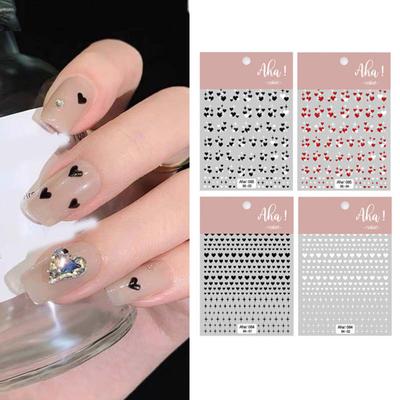 3d colorido oco para fora forma de coração adesivos de arte do prego holográfico feminino gel polonês decalques manicure