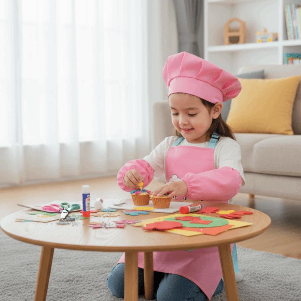 3pcs/set Adjustable Kids Painting Apron Cartoon Children's Apron Chef Apron Cooking Class