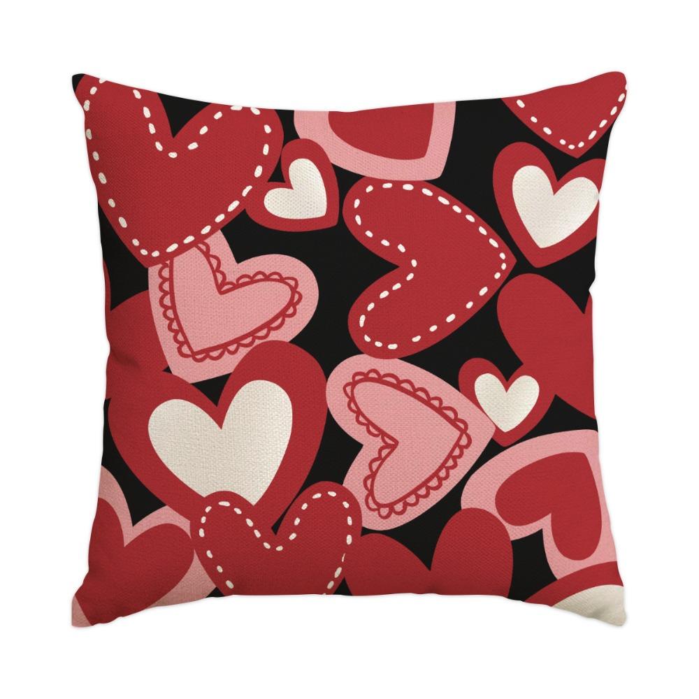 Romantic 45*45cm Valentine's Day Cushion Cover Red Pink Decorative Pillowcase Love Pattern Throw Pillow Cover Headboard Pillow