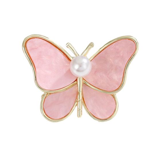 

Women Brooch Sparkling Rhinestones Faux Pearl Butterflies Shape Lapel Pin Suits Coats Bags Scarves Badge Versatile Accessory світло-рожевий колір