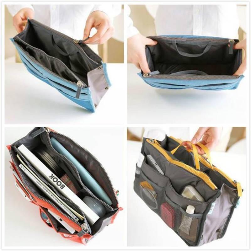 Sac à Maquillage Moderne Simple à Double Fermeture Éclair en Polyester Pour Voyage et Rangement de Salle de Bain