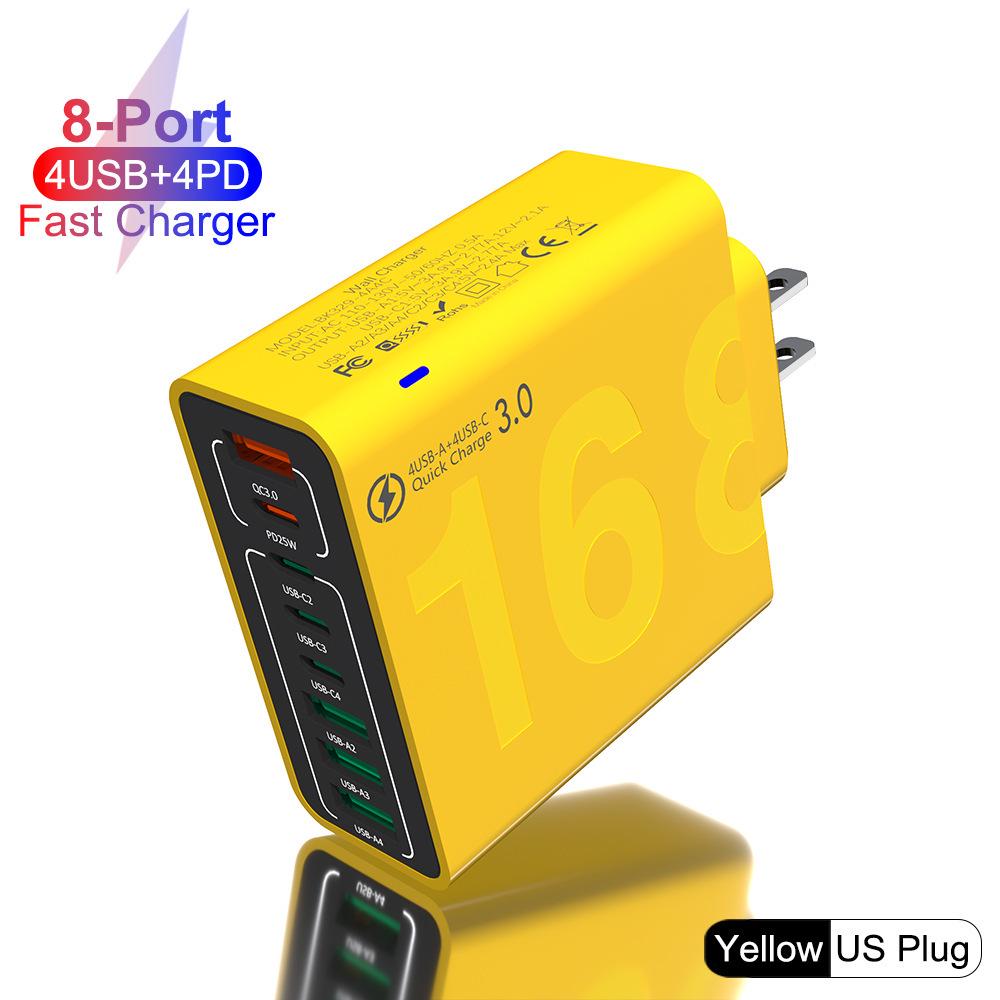 

8-Port Fast Charger: 4USB + 4PD, 30W Australian, European, Korean Standard Charging Head