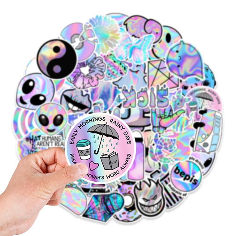 50 Laser Graffiti Stickers Balance Bike Mobile Phone Kettle Decoration Stickers