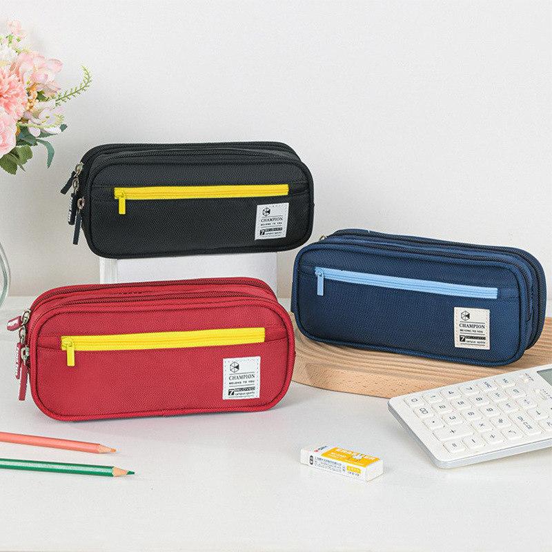 1 Pcs Black Large Capacity Pencil Case Stationery Cute Boy Girl Gift Storage Student School Office Supplies