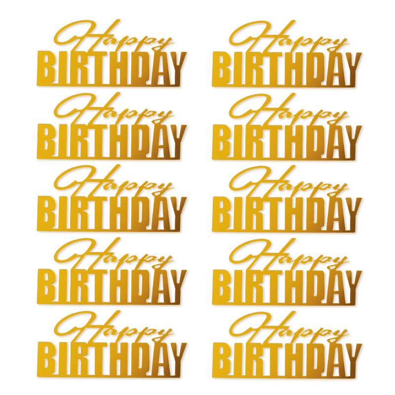 5pcs Happy Birthday Cake Toppers Mirror Acrylic Side Cake Decorations for Kids Adults Birthday Cake Dessert DIY Decor Supplies
