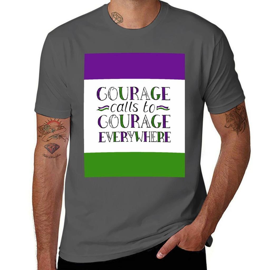 Suffragette Quote Courage Calls To Courage Everywhere On Suffragette Flag Colours Tshirt High Elasticity Sports Tshirt