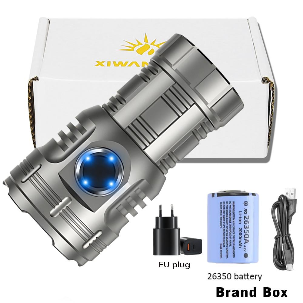 High Power Led Mini Flashlight Usb Rechargeable With 8 * Xpg Beads Tail Magnet Clip Torch Waterproof Portable Lighting