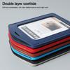 High Quality Genuine Leather Work Card Holder With Neck Lanyard Solid Color ID Badge Holders Office Worker Supplies