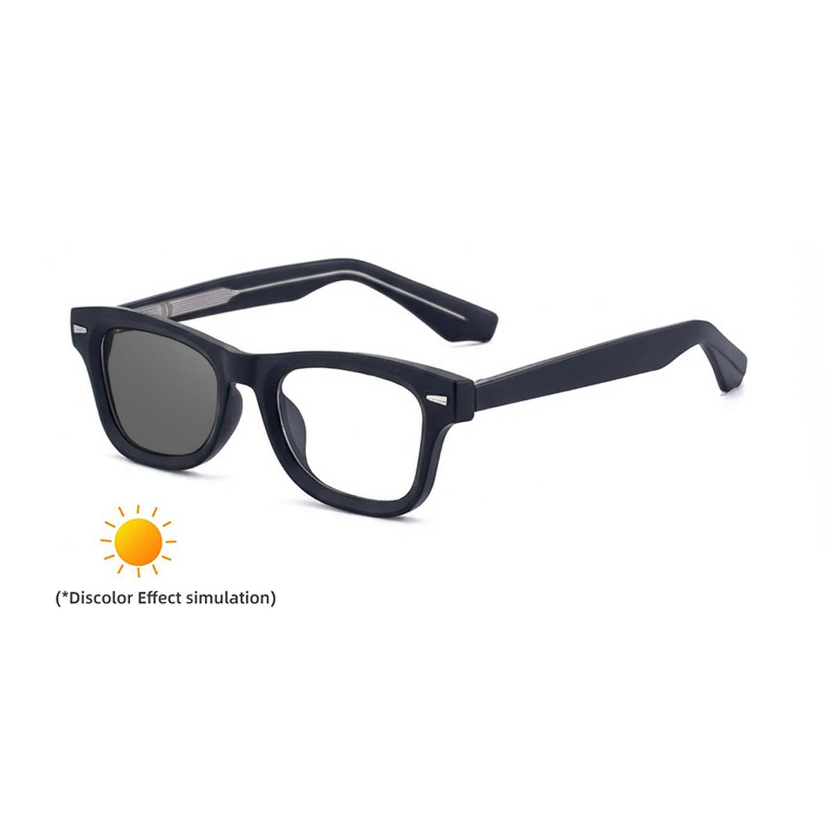 Partagas Fashion Fancy Designer Custom Logo Cat Eye Photochromic Blue Light Blocking UV400 Protection Sunglasses for Women PC&C2 Matte Black Frame Turn Gray