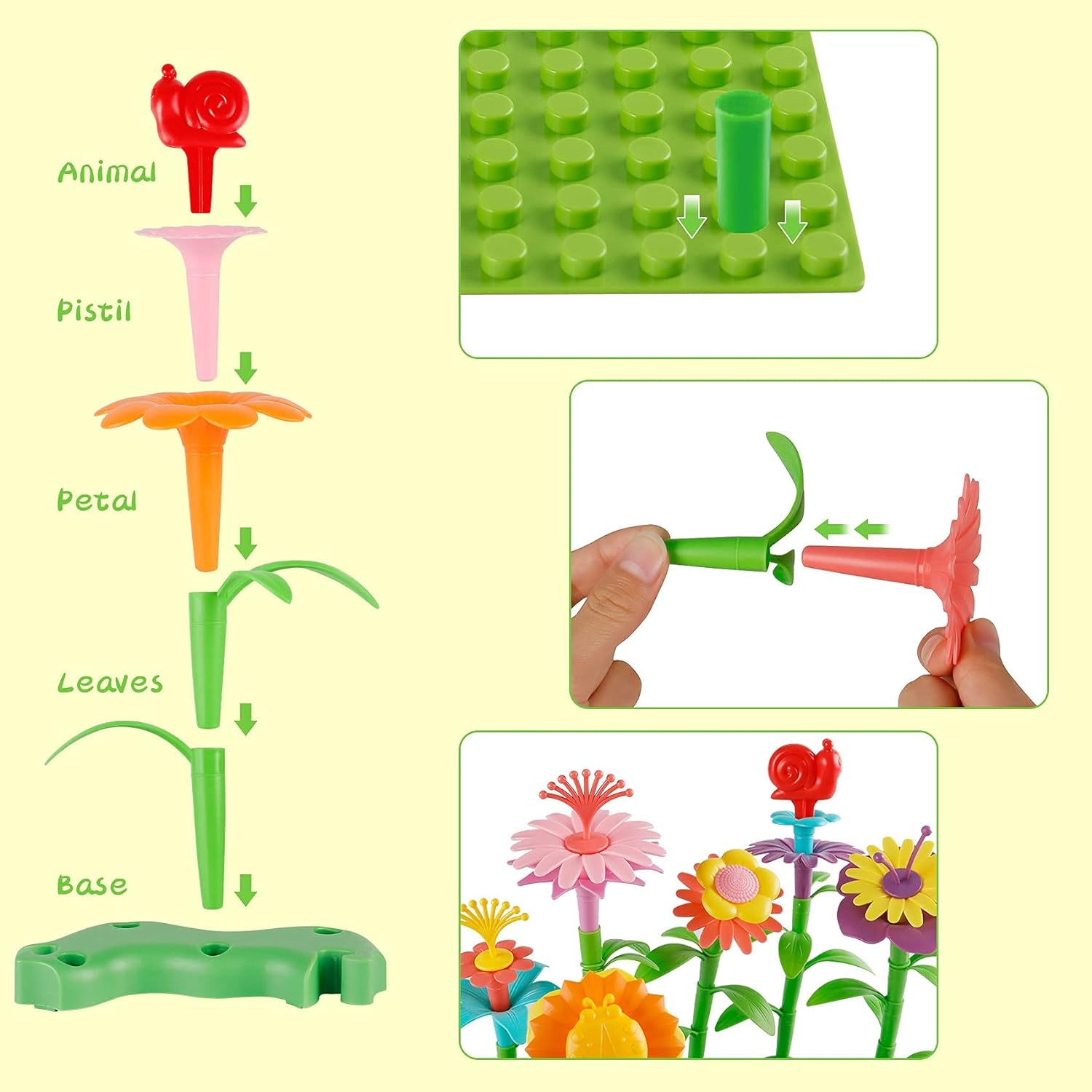 Подарки на день рождения для девочек STEM — игрушки для строительства цветочного сада — фото 6