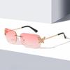 2026 New Rimless Rectangular Butterfly Sunglasses Retro Metal Frame Women’s Street Style Diamond-Encrusted UV400 Shades Eyewear