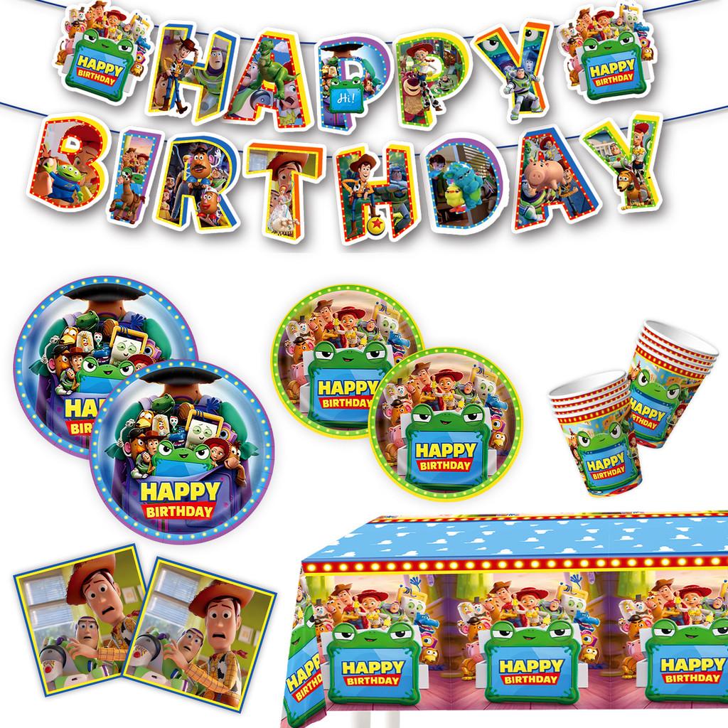 Conjunto de Artigos de Festa Toy Story Com Pratos de Papel e Faixa Para Celebração de Aniversário de Crianças