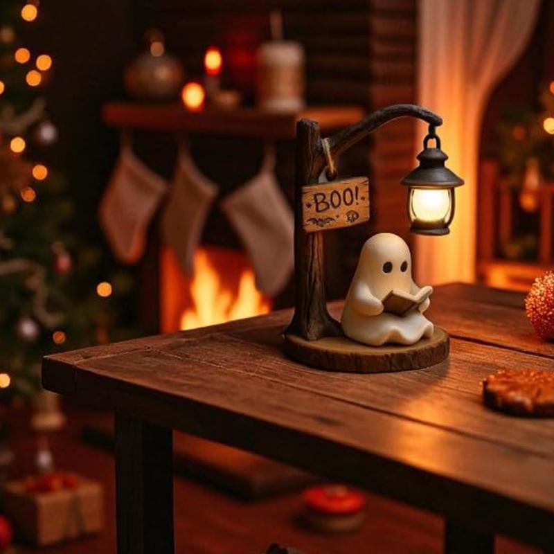 Cute Ghost Reading Lantern - Boo, Ghost Reading Book Lamp, Halloween Cute 3D LED Night Light