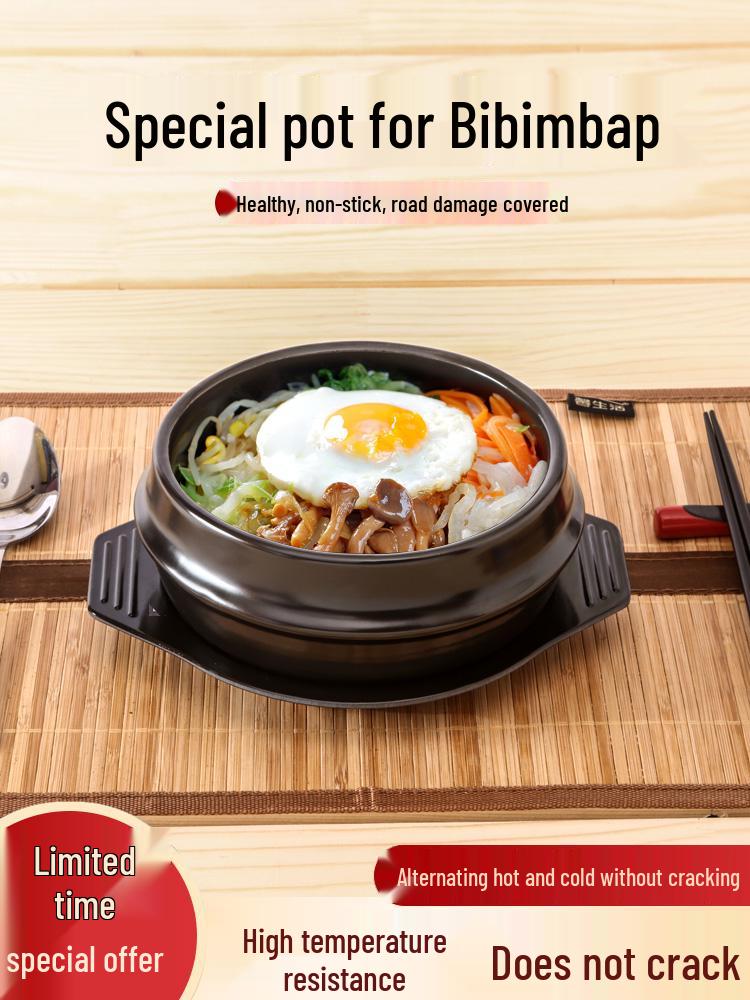 Korean Heat-Resistant Stone Bibimbap Pot - Small Clay Pot for Gas Cooking Soup, Rice, or Noodles.