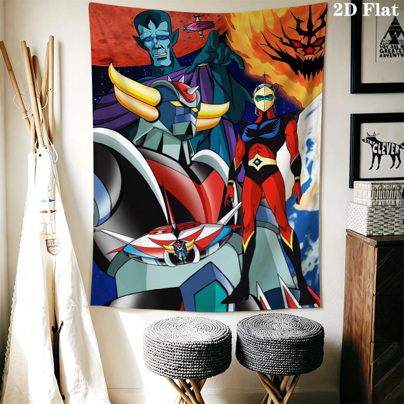 Grendizer Goldorak Wall Tapestry Aesthetic Wall Hanging Printed Fabric Blanket Decorative Tapestries for Bedroom Living Room Home Decor