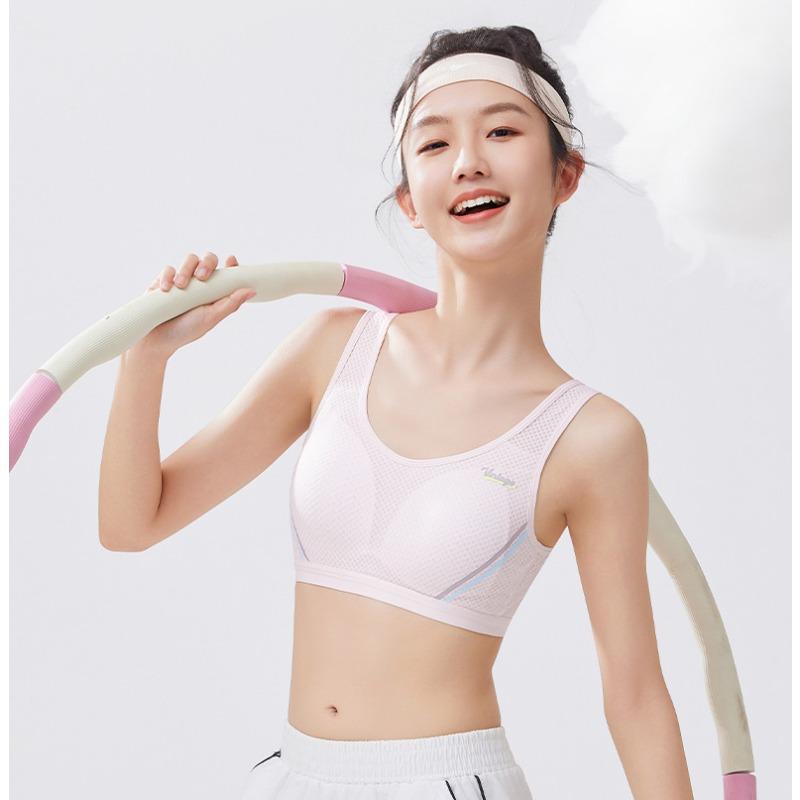 Teen Girls Breathable Mesh Vest Style Thin Fixed Cup Wireless Sports Bra