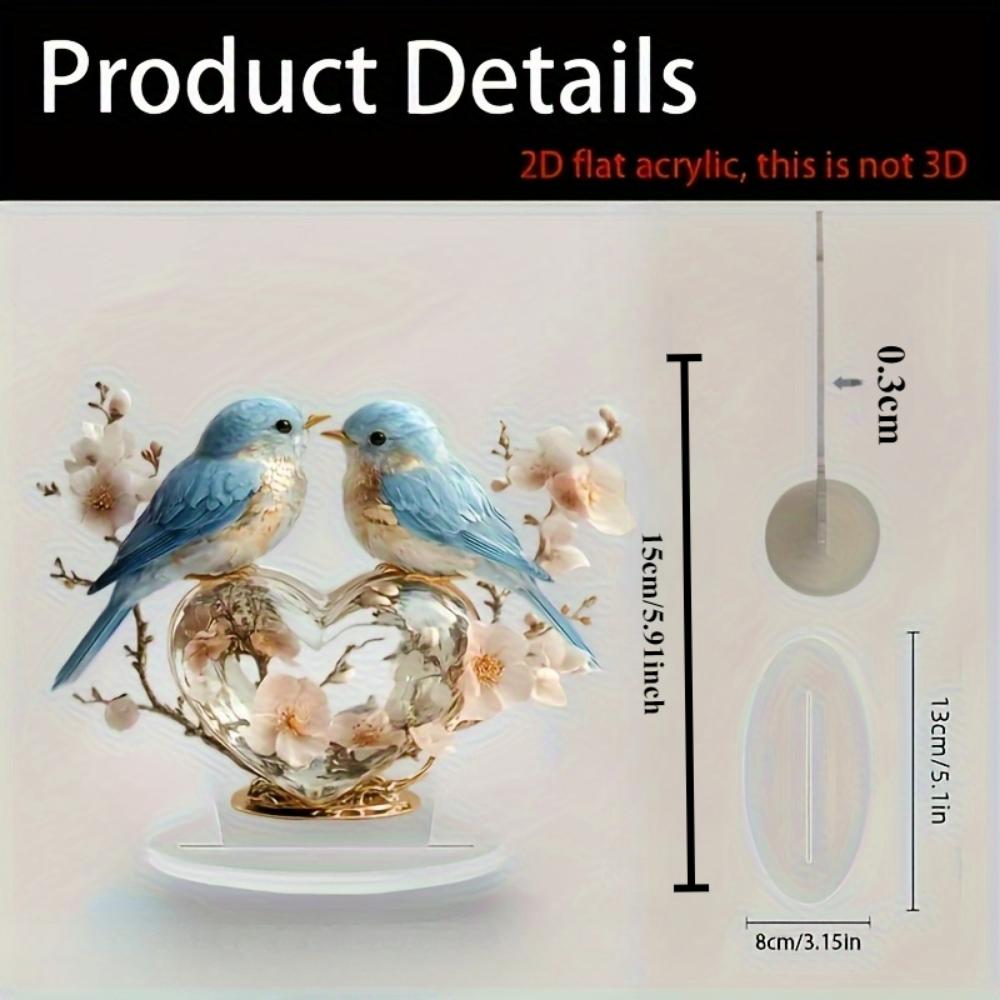 Cute Blue Bird, 2D Flat Acrylic, Tabletop Decoration, Ornaments, Suitable for Living Room, Office, Gifts, Couples, Christmas, Halloween